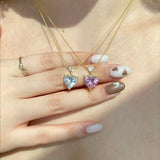 925 Silver | Diamond Crystal Heart Necklace