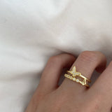 925 Silver | Double Band Stone Butterfly Ring