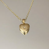 925 Silver | Domed Mini Heart Necklace with Stones