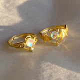 925 Silver | Natural Rainbow Stone Angel or Devil Ring