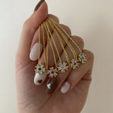 925 Silver | Daisy Necklace with Colorful Stone Detailing