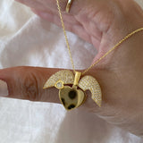 925 Silver | Winged Heart Necklace with Stones