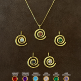 Birthstone Spiral Necklace