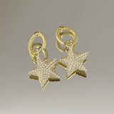 925 Silver | Domed Star Earrings with Stone Detailing