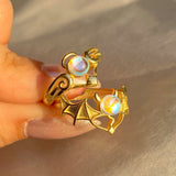 925 Silver | Natural Rainbow Stone Angel or Devil Ring
