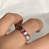 925 Silver | Colorful Baguette Full Eternity Ring