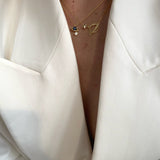 925 Silver | Mini Saturn Necklace with Dark Blue Stone