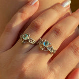 925 Silver | Natural Rainbow Stone Angel or Devil Ring