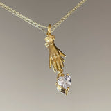 925 Silver | Hand Necklace with Heart Charm