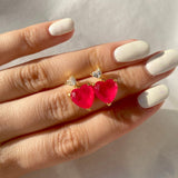 925 Silver | Colorful Diamond Heart Earrings