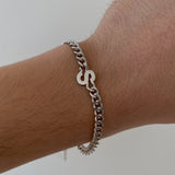 925 Silver | Custom Letter Bracelet with Curb Chain