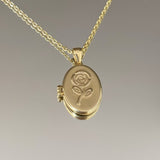 925 Silver | Oval Locket Necklace with Rose Detail
