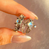 925 Silver | Natural Rainbow Stone Angel or Devil Ring