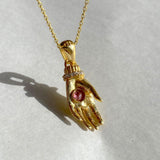 925 Silver | Natural Tourmaline Hand Necklace