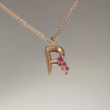 925 Silver | Colorful Stone Letter Necklace with Cable Chain