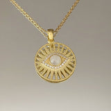 925 Silver | Moonstone Eye Medallion Necklace