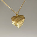 925 Silver | Domed Vintage Heart Necklace