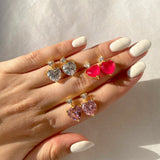 925 Silver | Colorful Diamond Heart Earrings