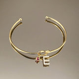 925 Silver | Colorful Stone Letter Charm Bracelet