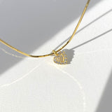 925 Silver | Snake Chain Mini Heart Necklace with Stones