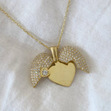 925 Silver | Winged Heart Necklace with Stones