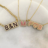 925 Silver | Custom Enamel Necklace with Curb Chain in Your Chosen Color