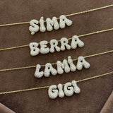 Personalized Mini Bubble Pavé Name Necklace