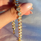 925 Silver | White Stone Heart Tennis Bracelet