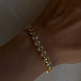 925 Silver | White Stone Heart Tennis Bracelet