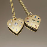 925 Silver | Colorful Stone Heart Necklace