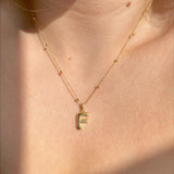 925 Silver | Beaded Chain Letter Necklace