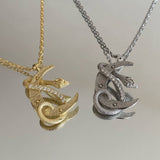 925 Silver | Snake Wrapped Moon Necklace