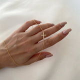 925 Silver | Sideways Cross Necklace with Stones