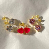 925 Silver | Colorful Diamond Heart Earrings