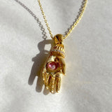 925 Silver | Natural Tourmaline Hand Necklace