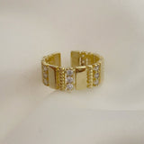 925 Silver | Vintage Striped Ring with Stones