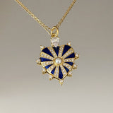 925 Silver | Dark Blue Enamel Heart Necklace with Stones