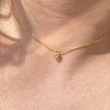 925 Silver | Snake Chain Mini Heart Necklace with Stones