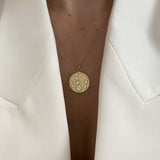 925 Silver | Round Antique Medallion Necklace with Stones