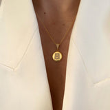 925 Silver | Circular Pendant Letter Necklace with Stones