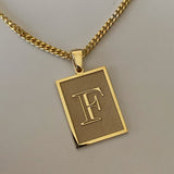 925 Silver | Curb Chain Letter Plaque Necklace