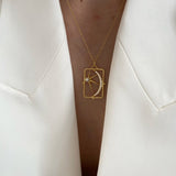 925 Silver | Antique Rectangular Necklace with Stones