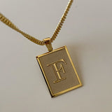 925 Silver | Curb Chain Letter Plaque Necklace