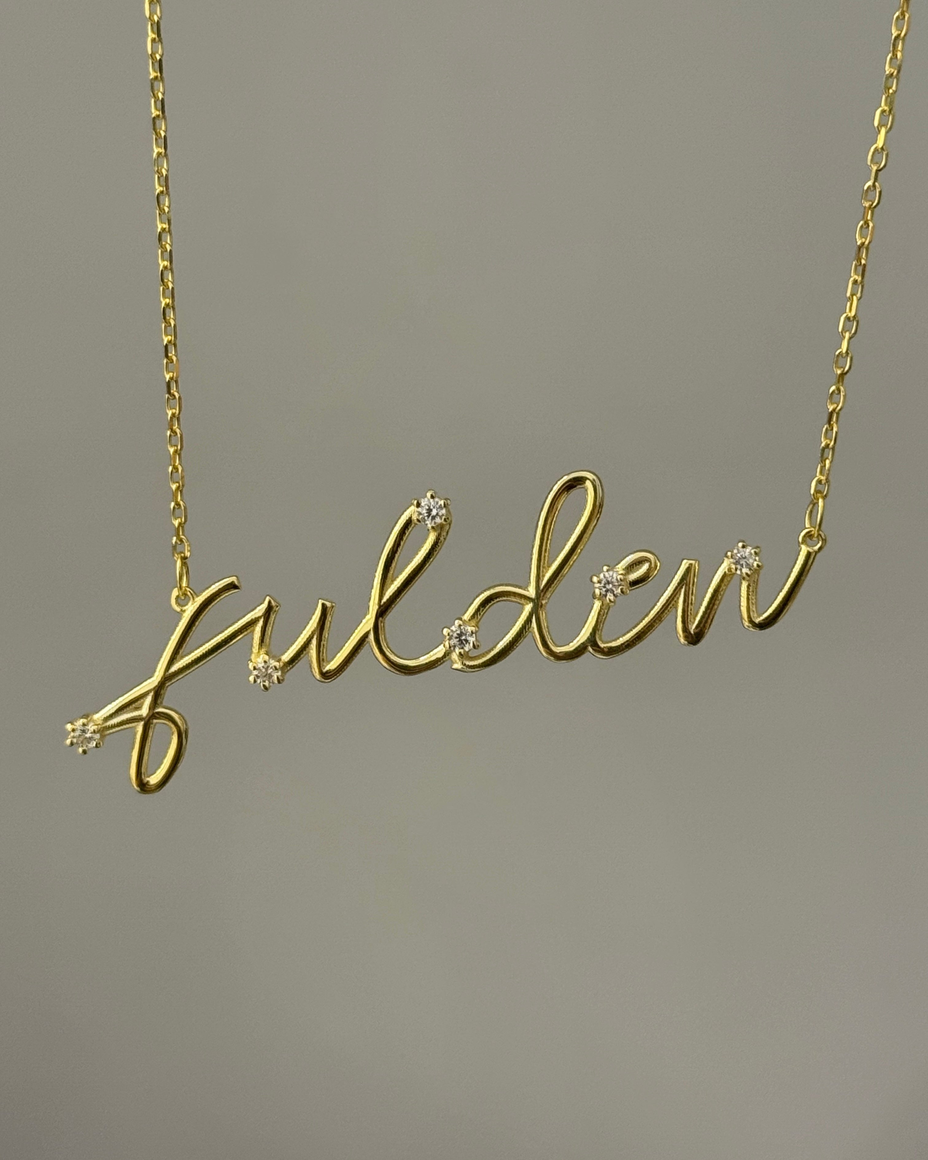 925 Silver custom 3D name necklace with embedded stones – personalized jewelry gift for her