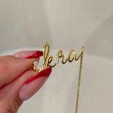 925 Silver | Custom 3D Name Necklace with Stones