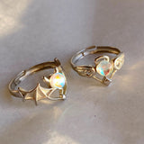 925 Silver | Natural Rainbow Stone Angel or Devil Ring