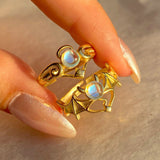 925 Silver | Natural Rainbow Stone Angel or Devil Ring