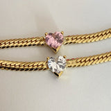 Woven Chain Crystal Heart Choker