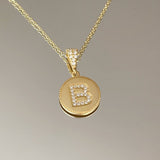 925 Silver | Circular Pendant Letter Necklace with Stones