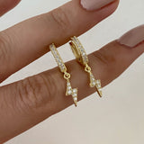 925 Silver | Lightning Bolt Earrings with Stones